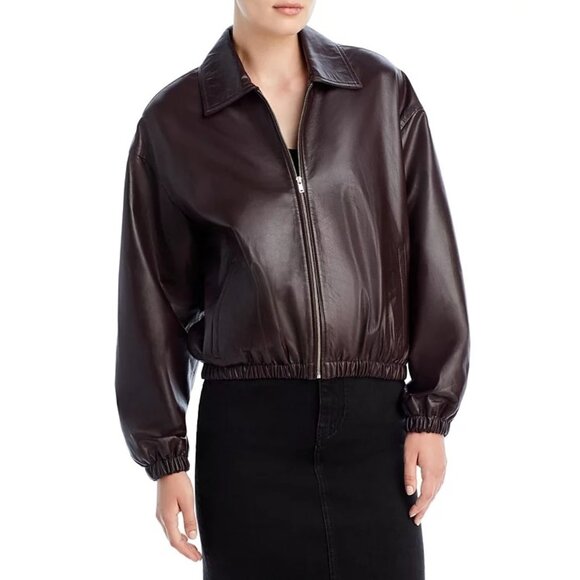 Women's Brown Leather Jacket - Picture 10 of 13